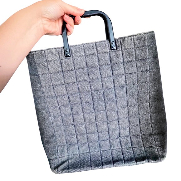 CHANEL Chocolate Bar Hand‎ Ladies Hand Bag 6th Series Denim Blue Vintage - Picture 2 of 12